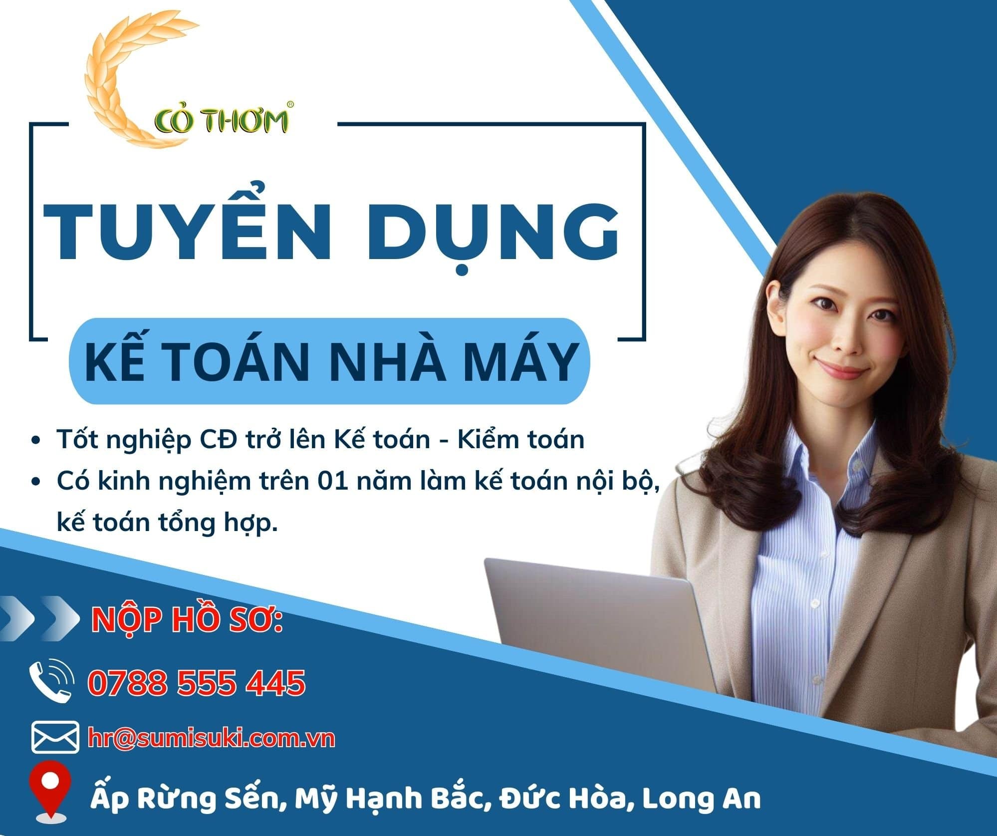 [LONG AN] Tuyển dụng kế toán nhà máy